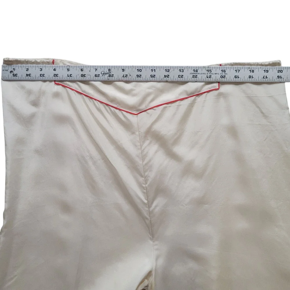 Vintage 1949 Japanese Crane Embroidered Silk Pajama Set Red M/L